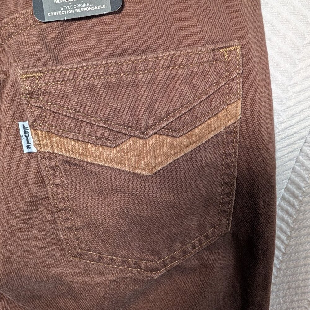 NWT Levi’s 70s Movin’ On Flare Jeans Chocolate Brown High Rise Retro Size 24/32 - Picture 5 of 12